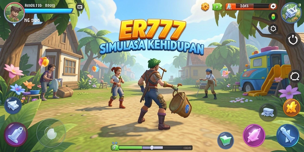 Tampilan menarik dari gameplay ER777 yang penuh warna dan aktivitas.