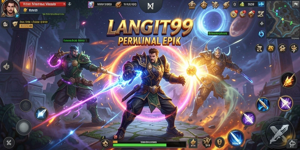 Screenshot gameplay LANGIT99 menampilkan pertarungan seru antar karakter.